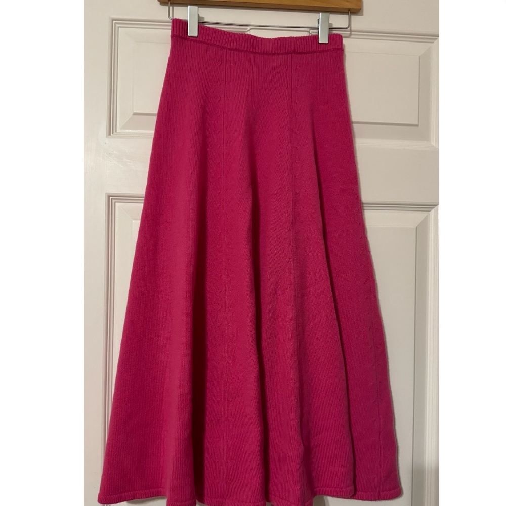 LoveShackFancy Hardin Cashmere Midi Skirt - Hot Pink - X-Small